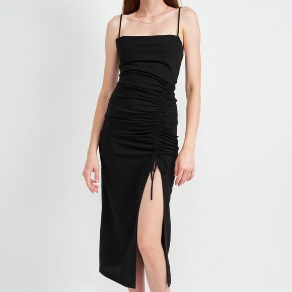 The Wild Clover Dresses & Skirts - ❌SOLD OUT❌ MUST HAVE BLACK RUCHED MIDI DRESS